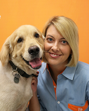 Shelley Parnell and Golden Retriever