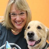 Kim Broome with Golden Retriever
