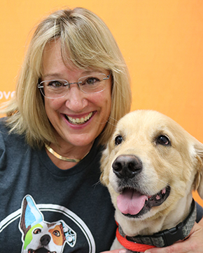 Kim Broome with Golden Retriever
