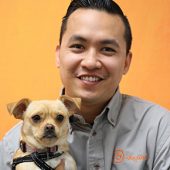 Nick Tran with Dog