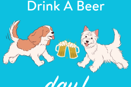 Illustrated dogs with cheering beer pints