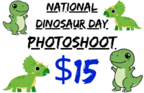 national dinosaur day photoshoot at dogtopia lafayette