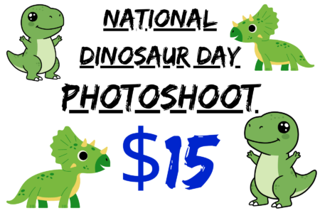 national dinosaur day photoshoot at dogtopia lafayette