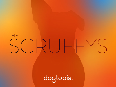 "The Scruffys" text with an orange silhouette of Dogtopia's mascot dog, Scruffy.