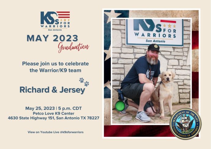 Wounded bedroom paired with service dog.