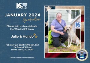 Wounded bedroom paired with service dog.