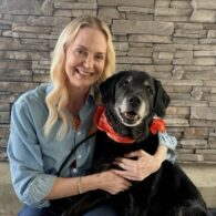 Dogtopia of Rocklin Owner Diane Foos with her dog Flo