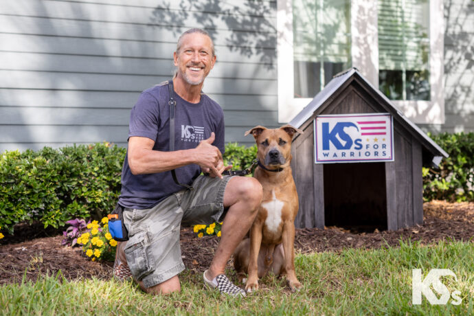 Service dog and wounded veteran from Dogtopia Foundation.
