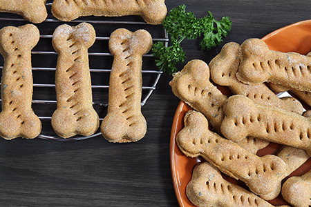 dog treats on plate and cooking rack