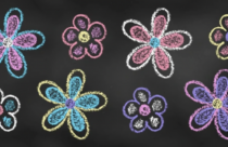 Chalk flowers on Dogtopia playroom floor