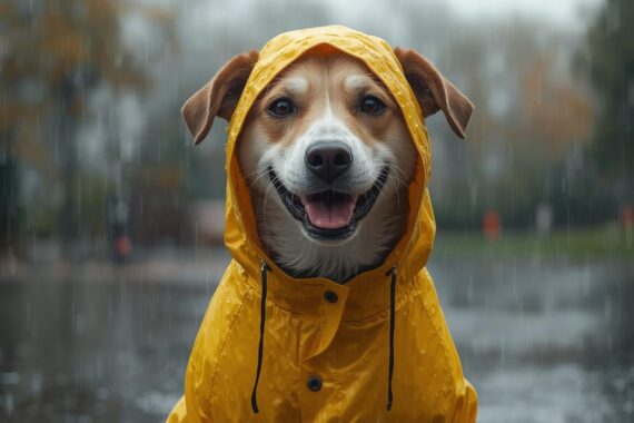 Dog in the rain