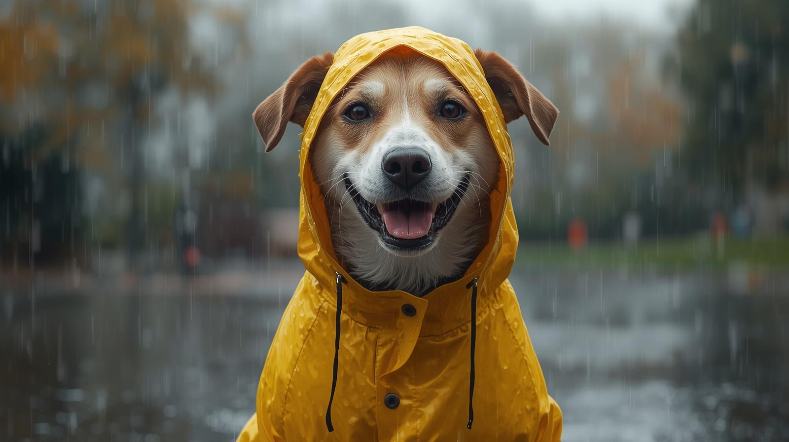 Dog in the rain