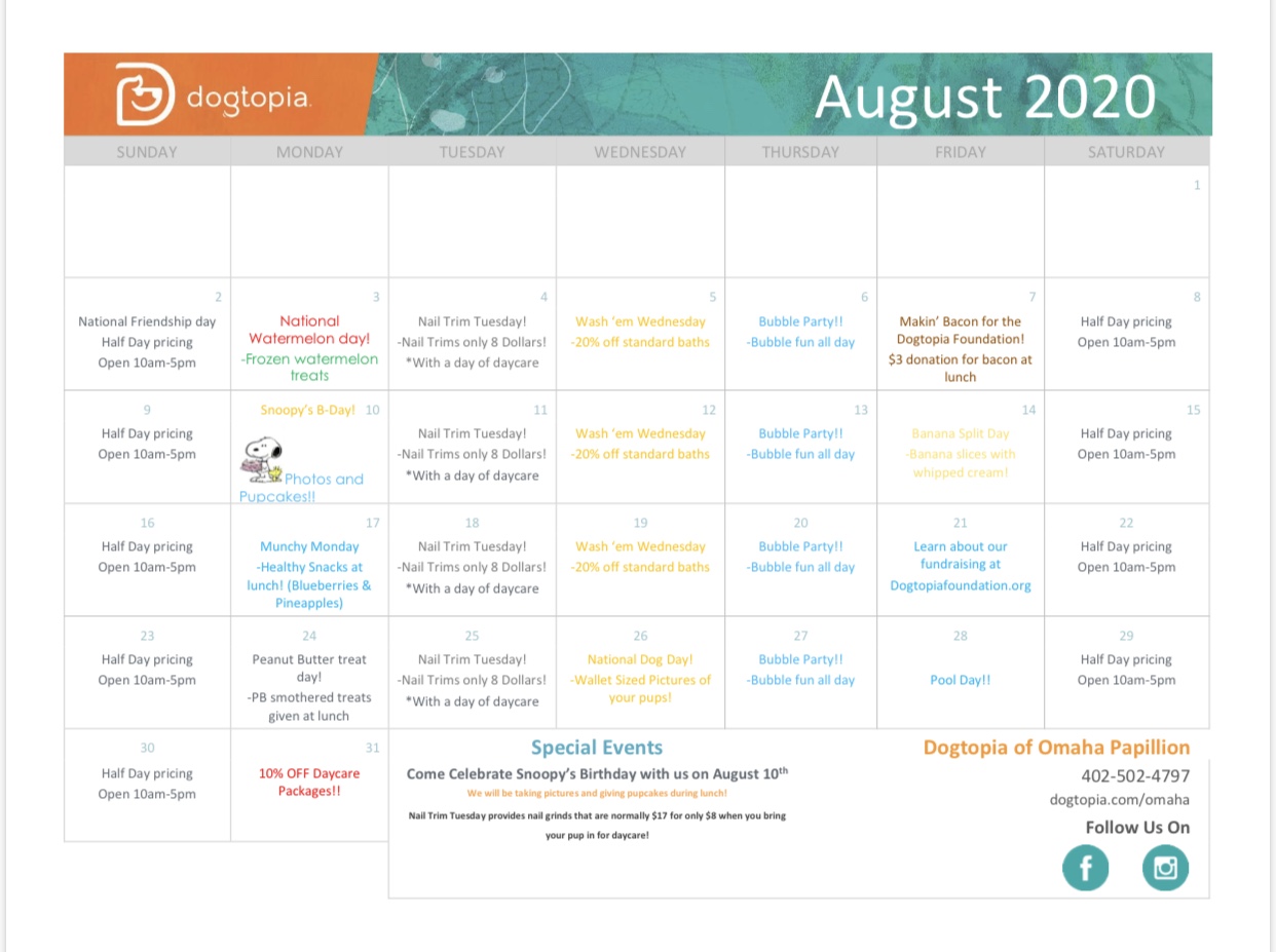 August's Calendar OmahaPapillion